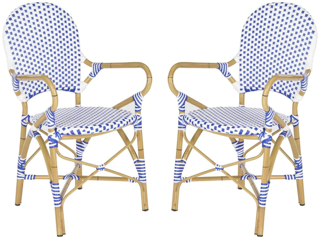 Blue and White Stacking Bistro Armchair - Outdoor Dining Tables & Chairs - The Well Appointed House