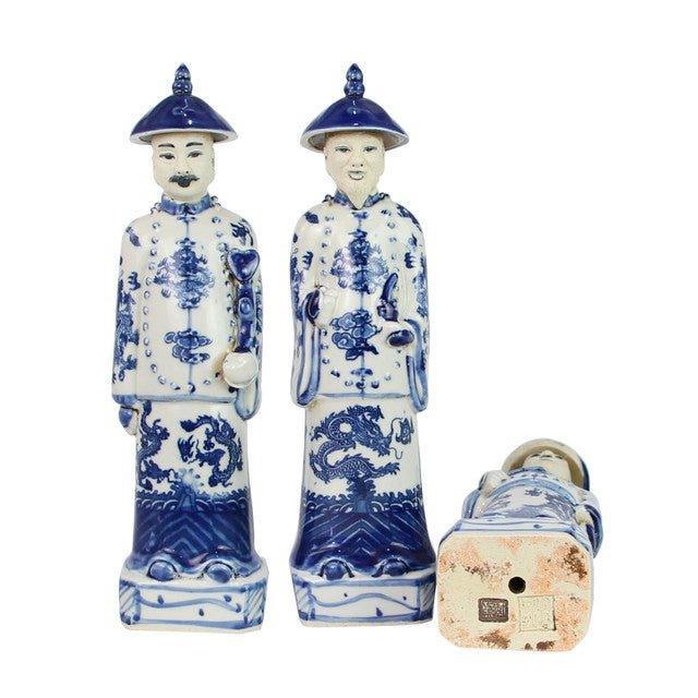 Blue and White Standing Qing Porcelain Emperors - Decorative Objects - The Well Appointed House
