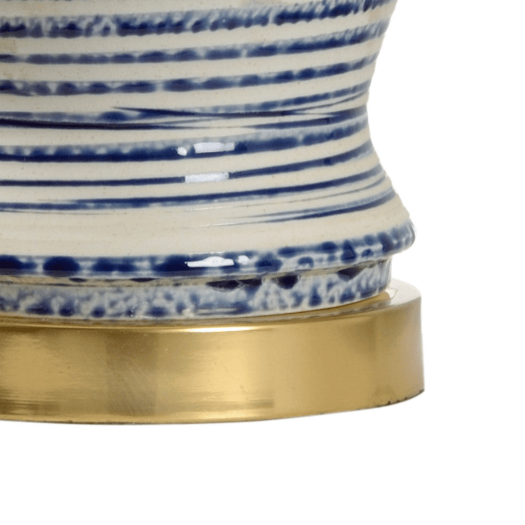 Blue and White Striped Ceramic Urn Table Lamp - Table Lamps - The Well Appointed House