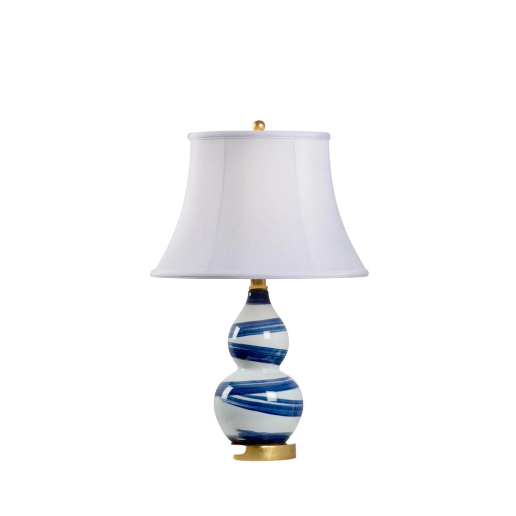 Blue and White Swirl Lamp with Bell Shade - Table Lamps - The Well Appointed House
