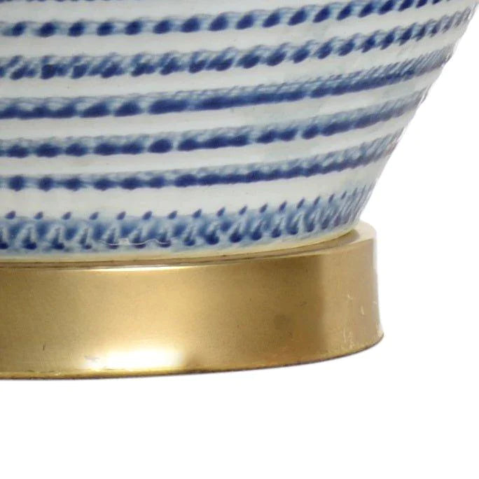 Blue and White Textured Ceramic Table Lamp - Table Lamps - The Well Appointed House