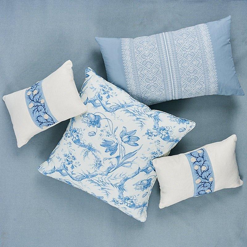 Blue & White Toile De Fleurs 22" Throw Pillow - Pillows - The Well Appointed House