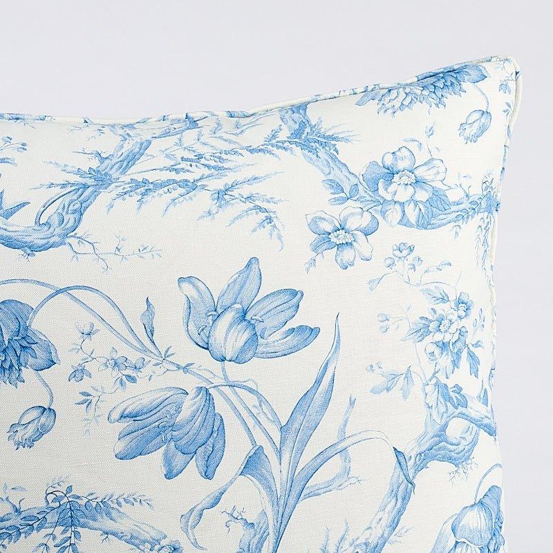 Blue & White Toile De Fleurs 22" Throw Pillow - Pillows - The Well Appointed House