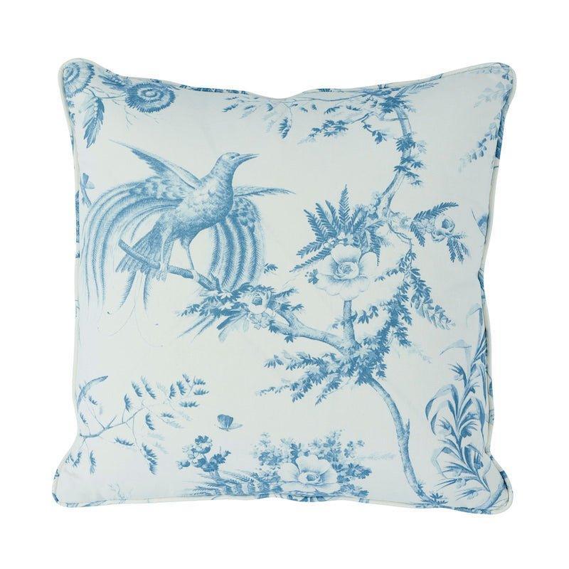 Blue & White Toile De La Prairie 18" Cotton Throw Pillow - Pillows - The Well Appointed House