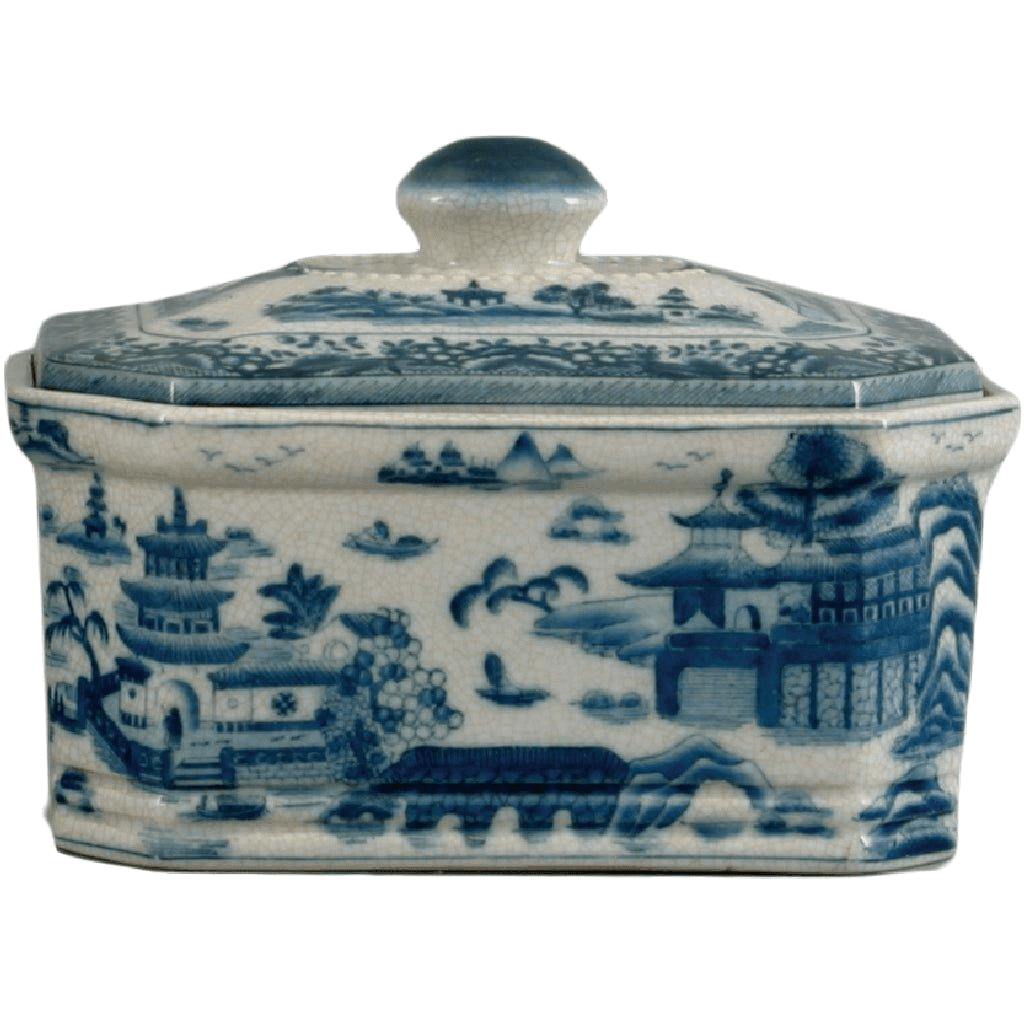 Blue and White Willow Porcelain Covered Box - Decorative Boxes - The Well Appointed House