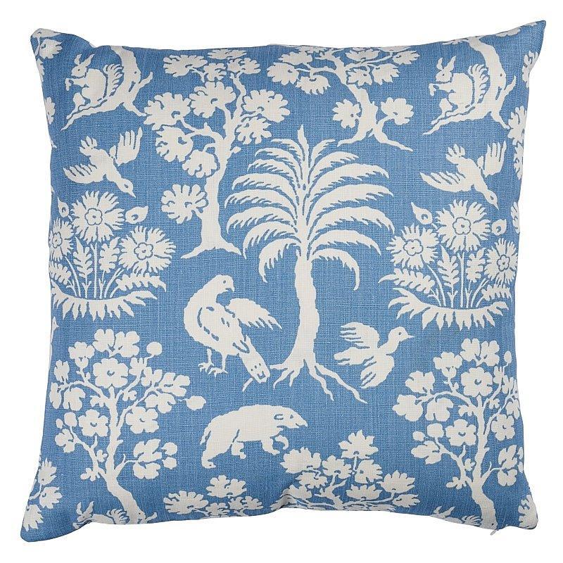 Blue & White Woodland Silhouette 20" Linen Throw Pillow - Pillows - The Well Appointed House