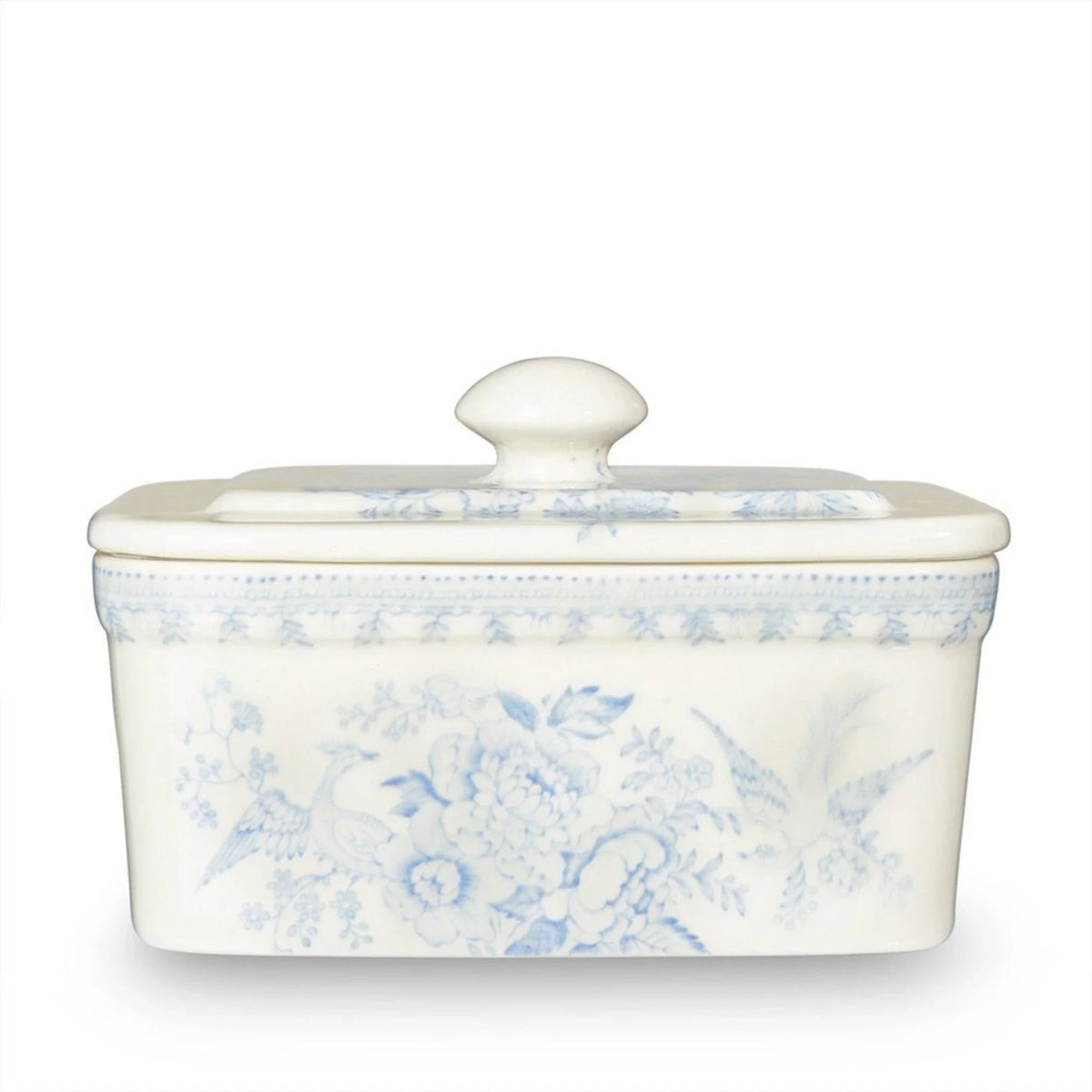 Blue Asiatic Pheasants Butter Dish