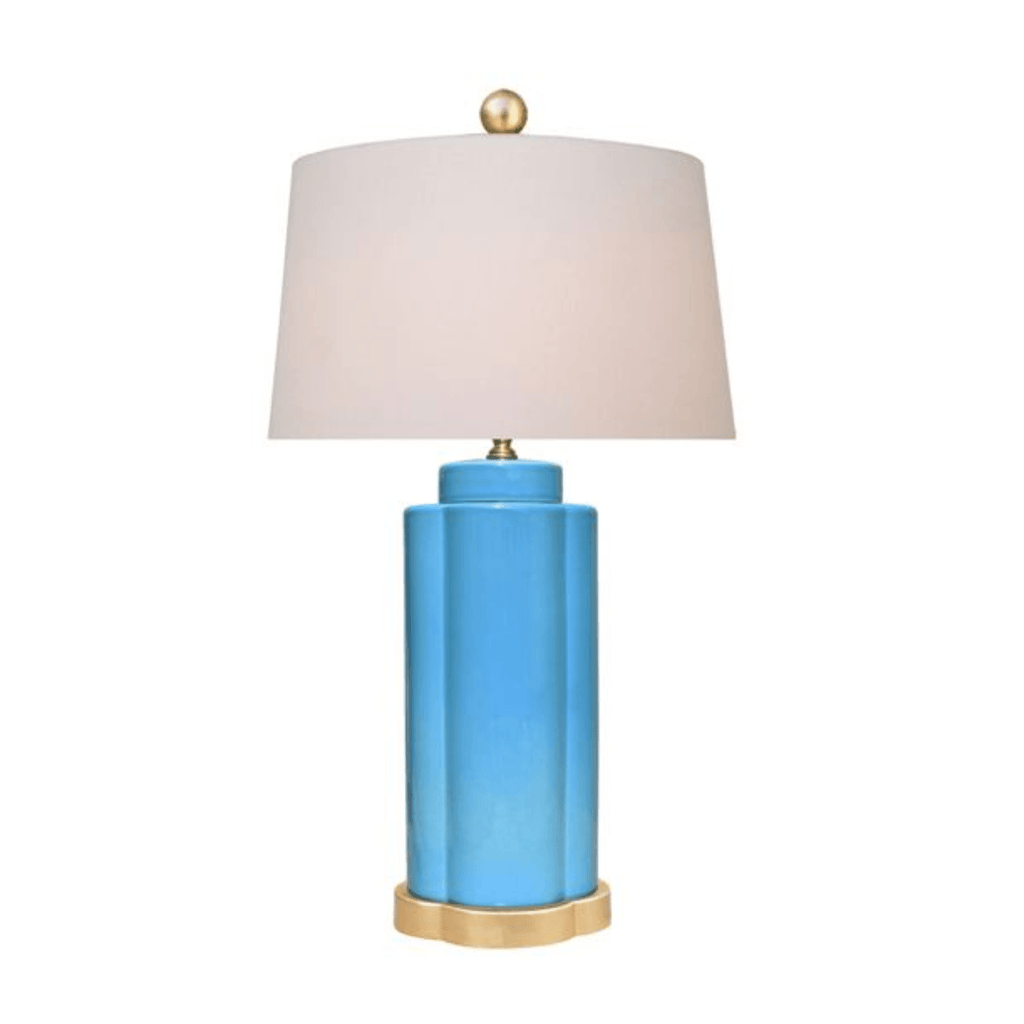 Blue Belle Island Porcelain Butterfly Jar Lamp With Gold Leaf Base - Table Lamps - The Well Appointed House