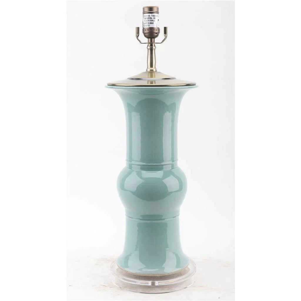 Blue Celadon Elegant Porcelain Vase Table Lamp - Table Lamps - The Well Appointed House