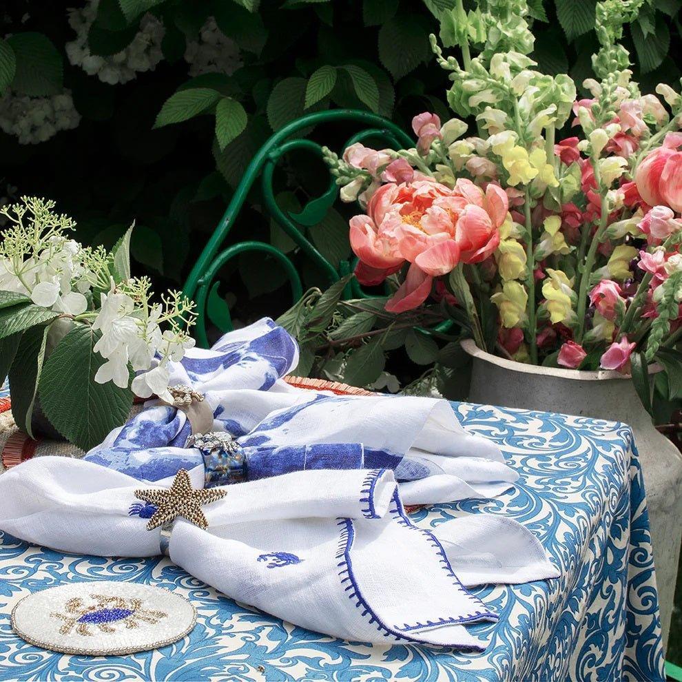Blue Damask Print Tablecloth - Tablecloths - The Well Appointed House