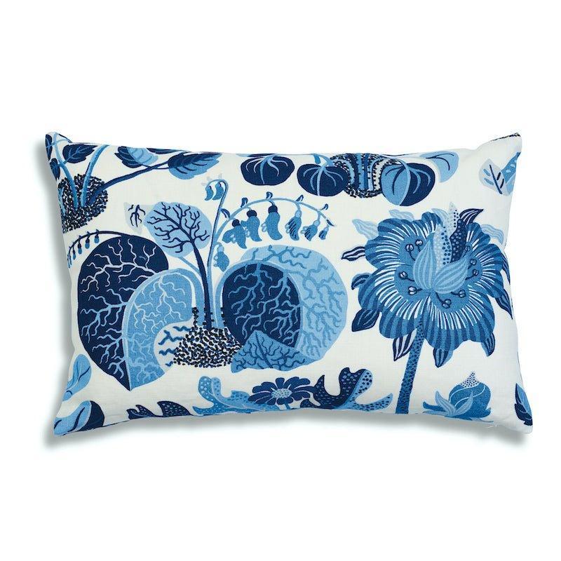 Blue Exotic Butterfly Print Lumbar Linen Throw Pillow - Pillows - The Well Appointed House