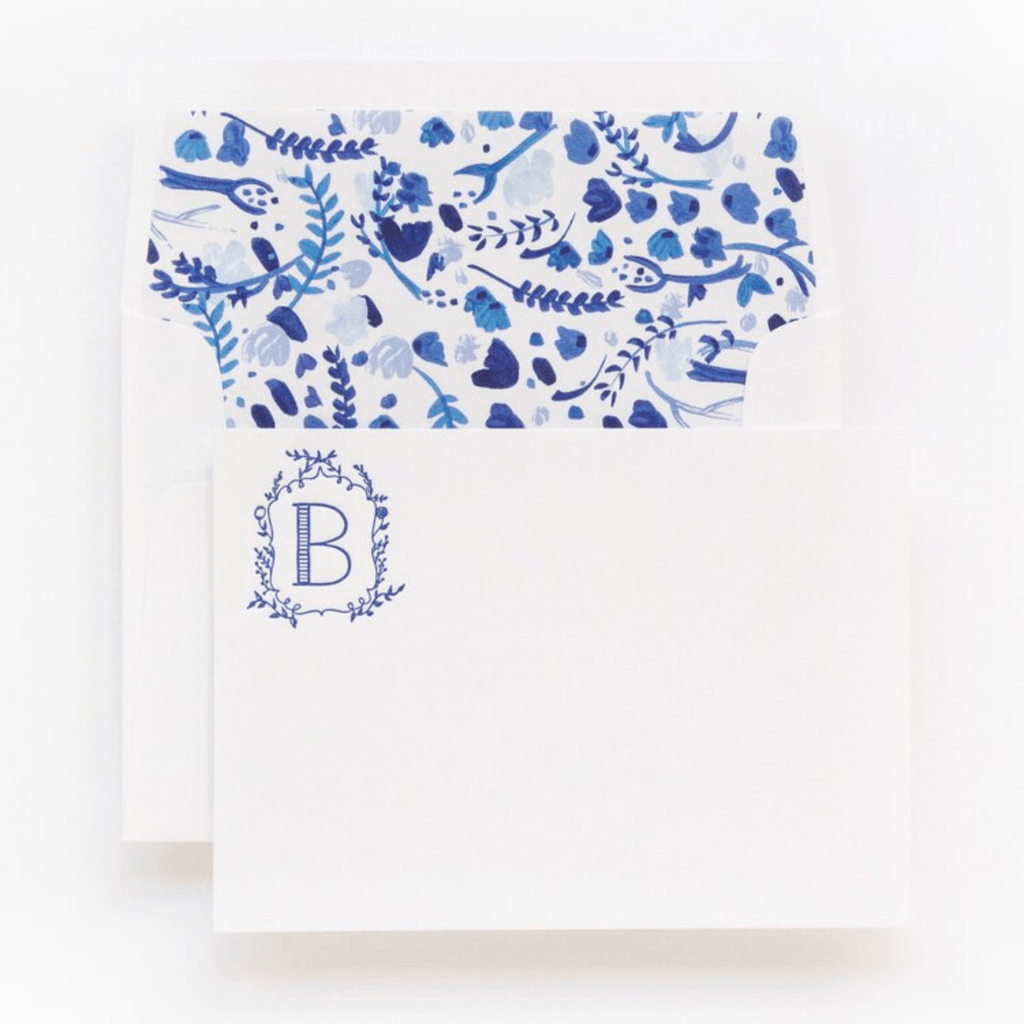Blue Floral Personalized Stationery - D68 - Stationery - The Well Appointed House