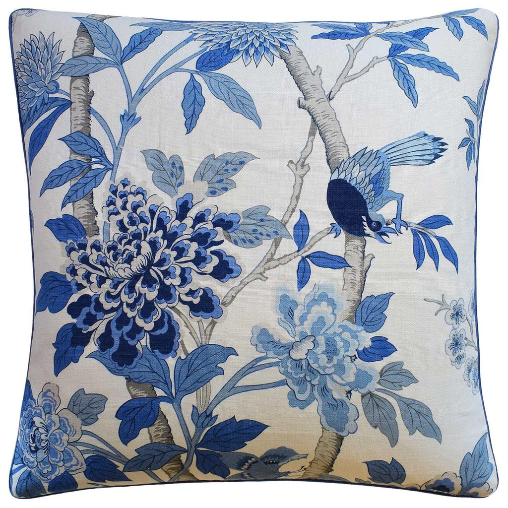 Blue Hydrangea Bird Decorative Pillow - Pillows - The Well Appointed House