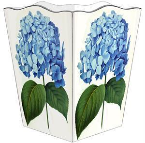 Blue Hydrangea Wastepaper Basket and Optional Tissue Box Cover - Wastebasket Sets - The Well Appointed House