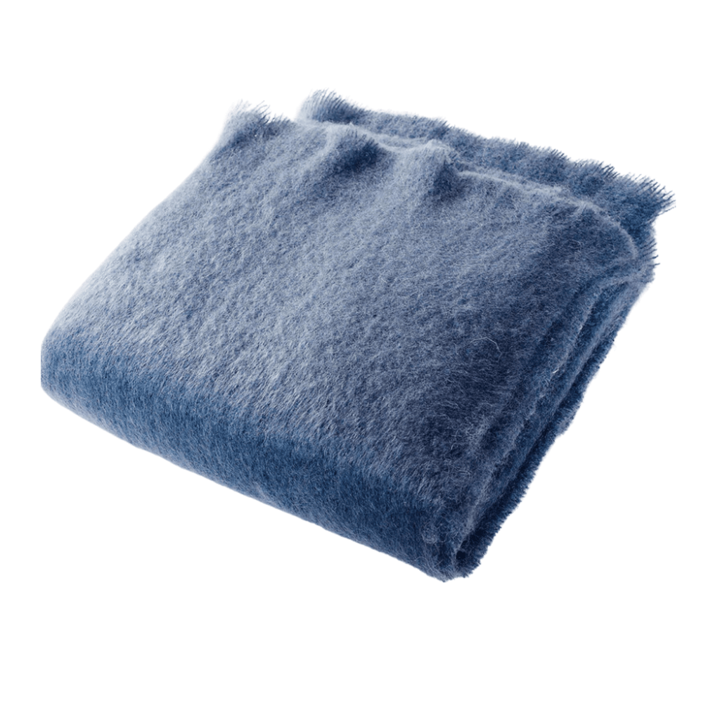 Blue Luxe Mohair Throw Blanket - Throw Blankets - The Well Appointed House