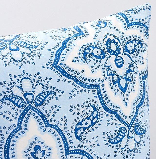 Blue Medallion 22" Cotton Throw Pillow - Pillows - The Well Appointed House