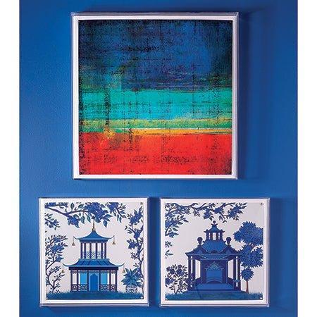 Blue Pagoda I Framed Wall Art - Paintings - The Well Appointed House
