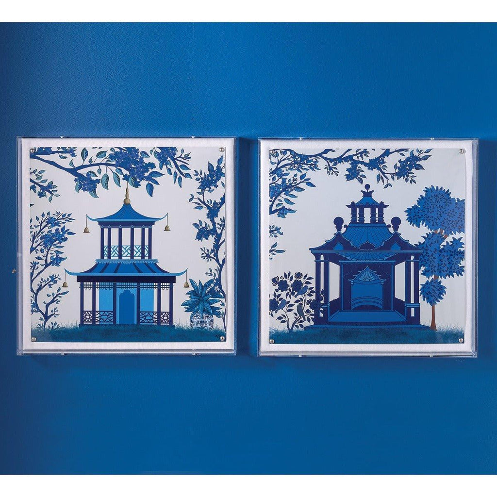 Blue Pagoda II Framed Wall Art - Paintings - The Well Appointed House