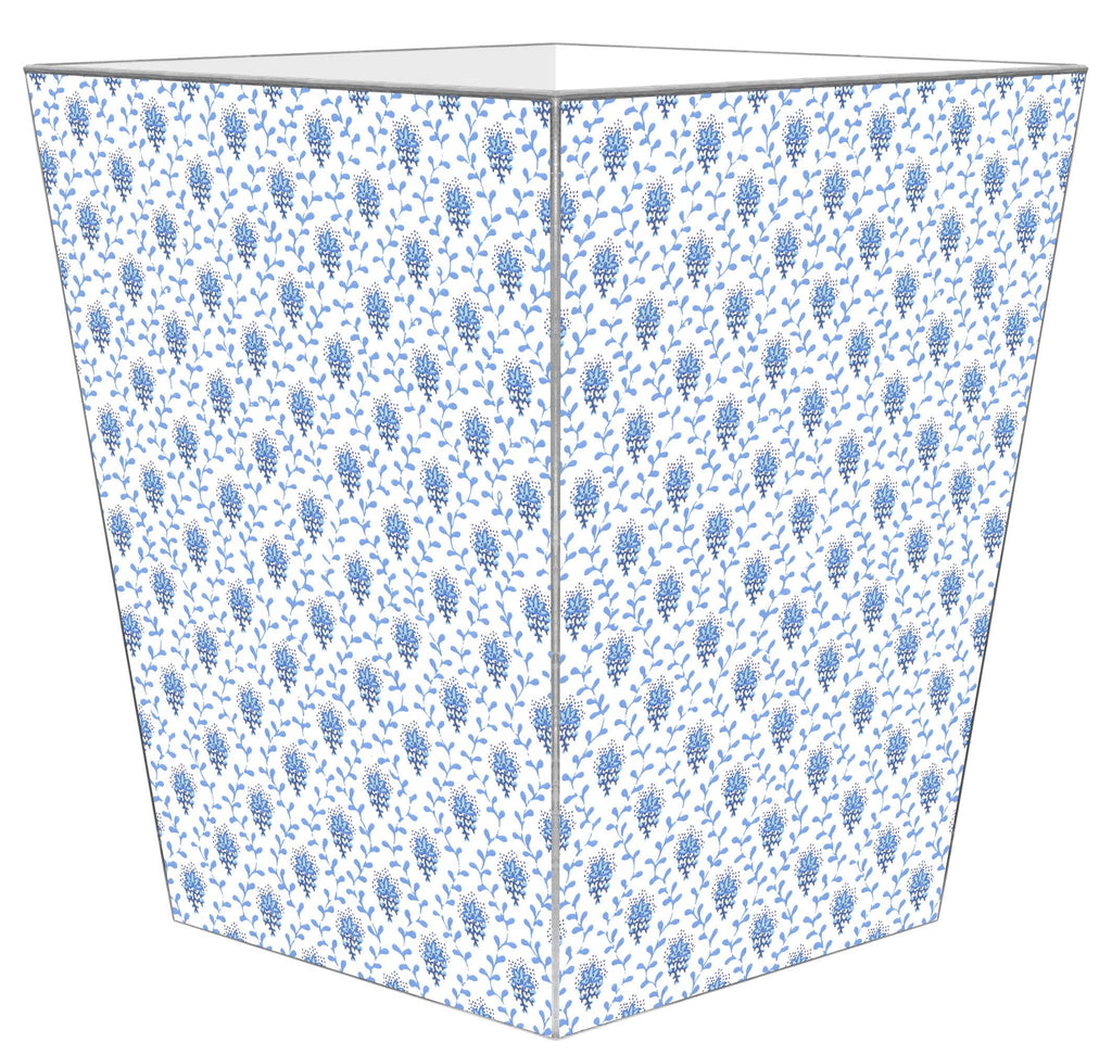 Blue Provincial Print Wastebasket and Optional Tissue Box Cover - Wastebasket Sets - The Well Appointed House
