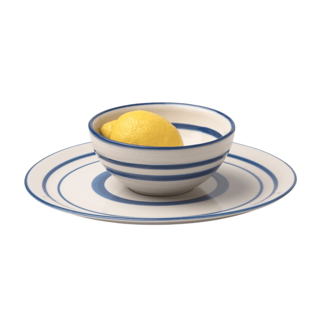 Blue Striped Earthenware Cereal-Ice Cream Bowls - Dinnerware - The Well Appointed House
