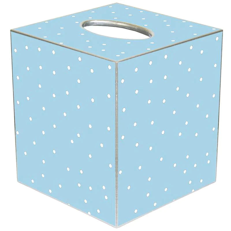 Blue Tiny Polka Dot Decoupage Wastebasket and Optional Tissue Box Cover - Wastebasket Sets - The Well Appointed House