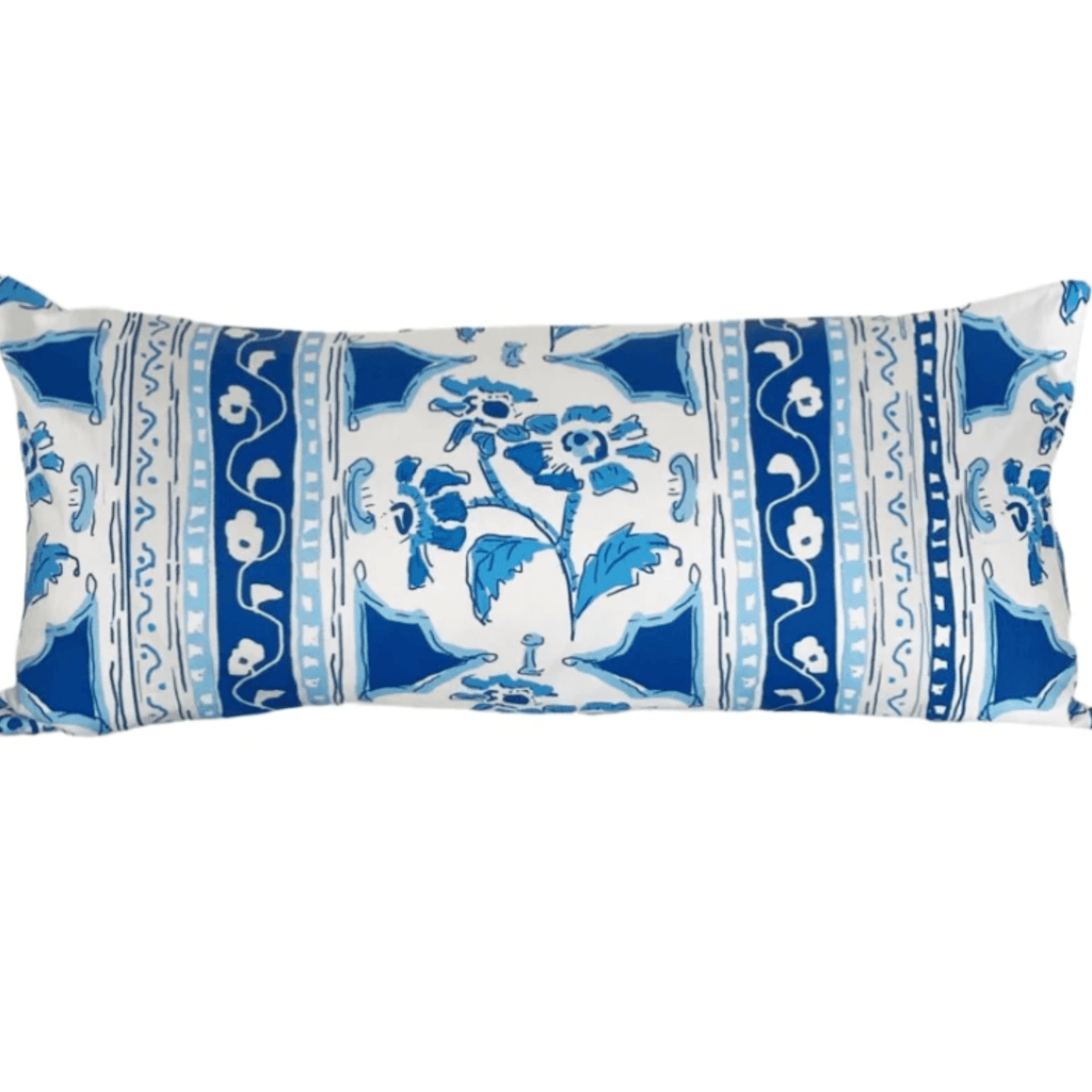Blue Toliver Print Lumbar Down Throw Pillow - Pillows - The Well Appointed House