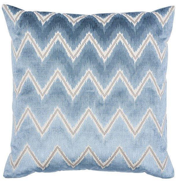 Blue Velvet Chevron Patterned 18" Throw Pillow - Pillows - The Well Appointed House