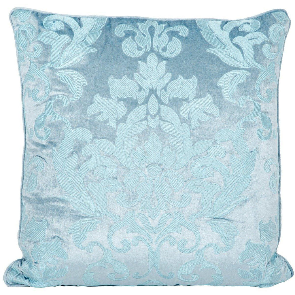 Blue Velvet Embroidered Throw Pillow - Pillows - The Well Appointed House