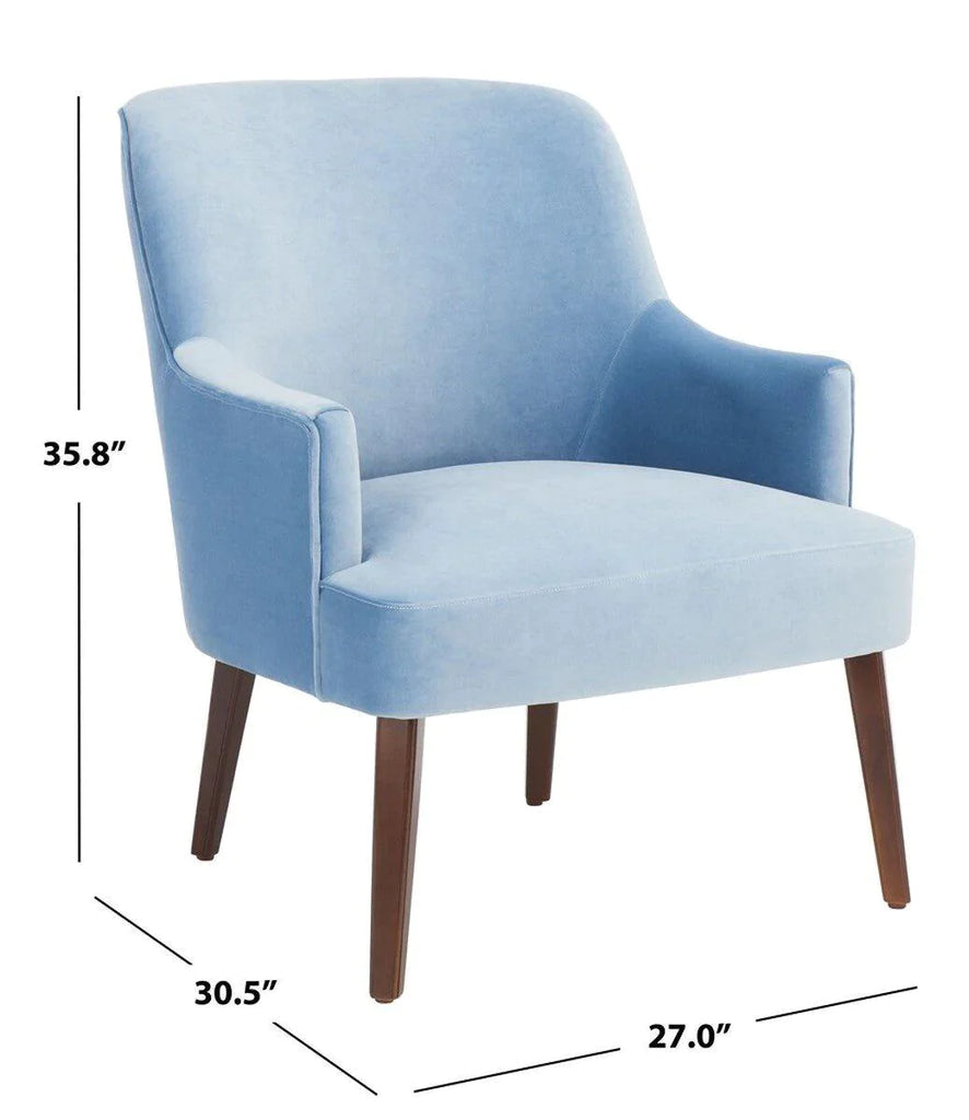 Blue Velvet Upholstered Contoured Arm Chair - Accent Chairs - The Well Appointed House