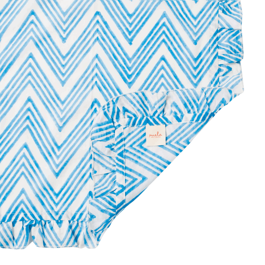 Blue Zigzag Ruffled Napkins, Set of 4 - Dinner Napkins - The Well Appointed House