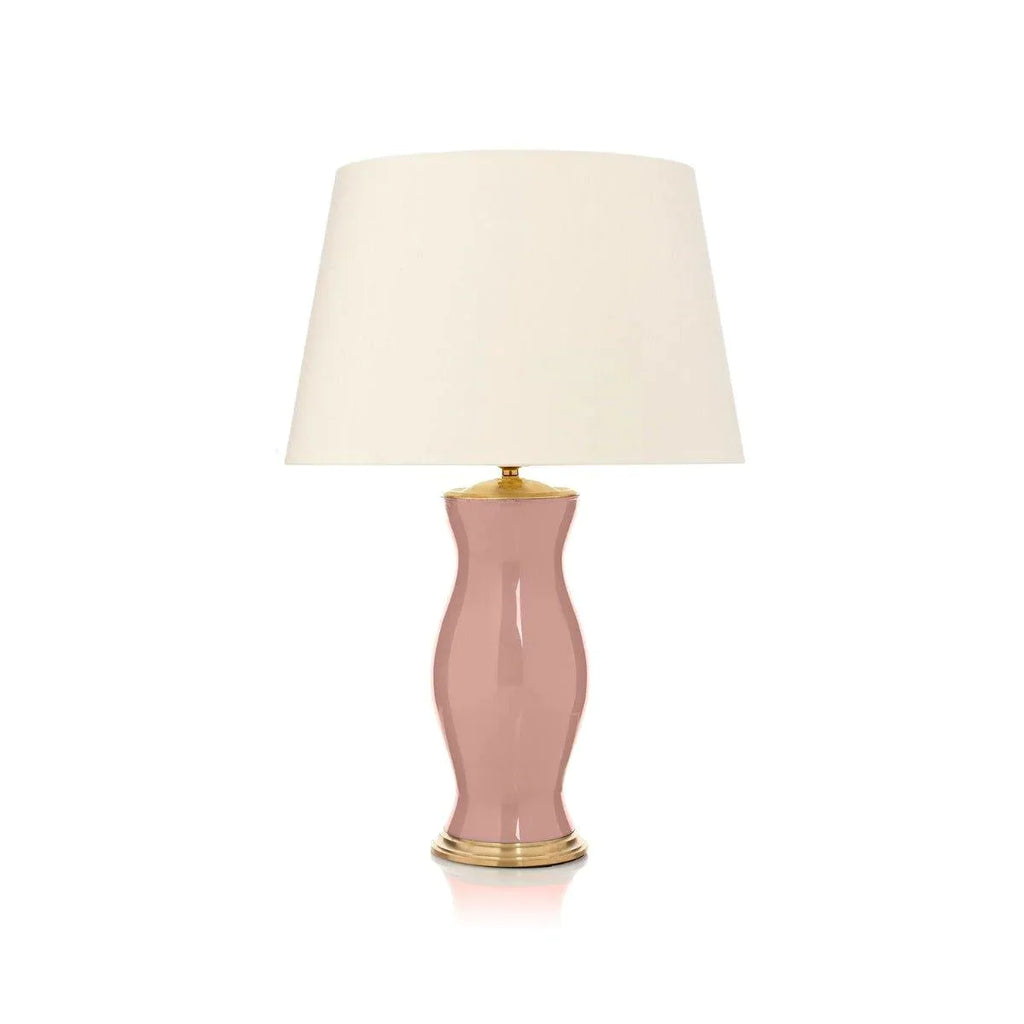 Blush Pink Handblown Glass Lamp with Brass Accents - Table Lamps - The Well Appointed House
