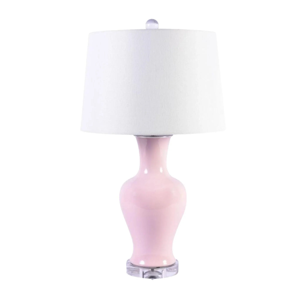 Blush Pink Porcelain Fishtail Vase Table Lamp with Shade - Table Lamps - The Well Appointed House