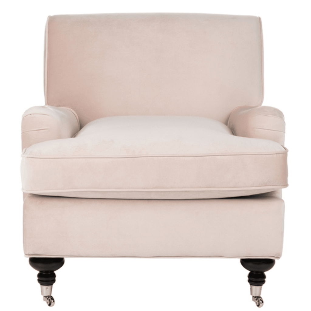 Blush Pink Velvet Club Chair With Nickel Accents - Accent Chairs - The Well Appointed House