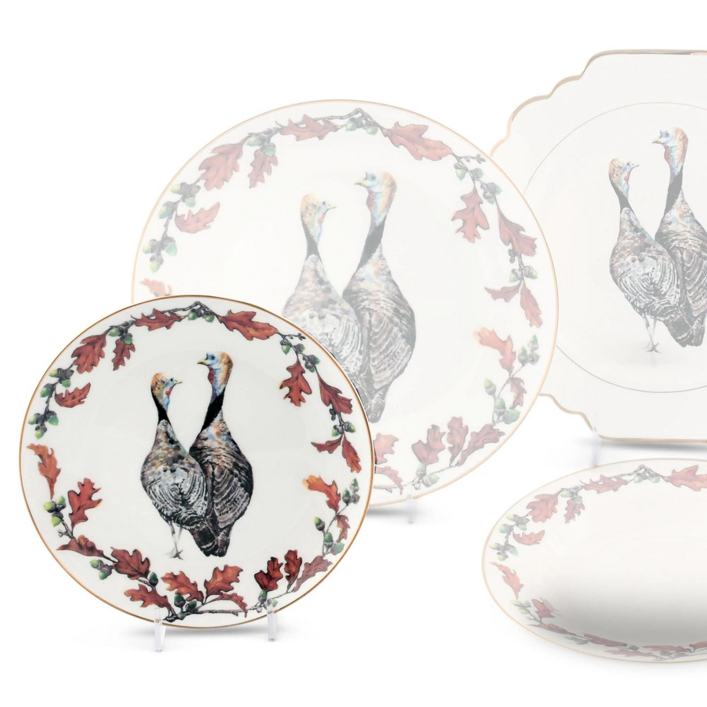 Bone China Oak Leaf And Turkey Design Dinnerware - The Well Appointed House 