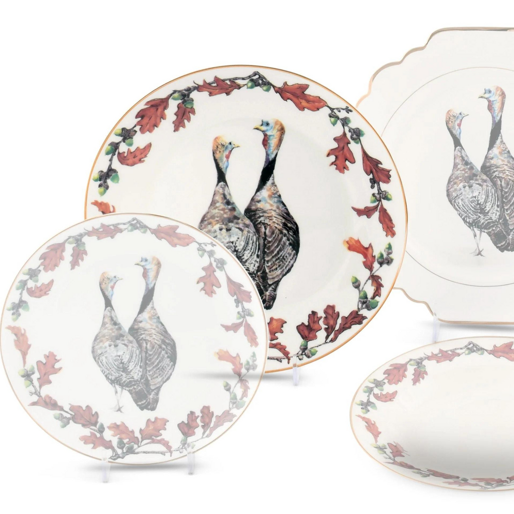 Bone China Oak Leaf And Turkey Design Dinnerware - The Well Appointed House 