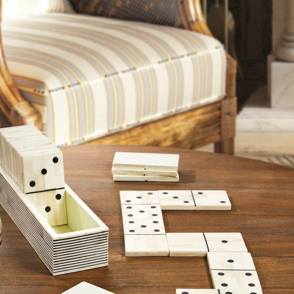 Bone Inlay Domino Set in Black and White Pinstripe - Games & Recreation - The Well Appointed House