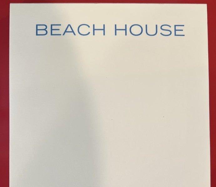 Bone White Note Pad with Blue "Beach House" Text - Stationery - The Well Appointed House