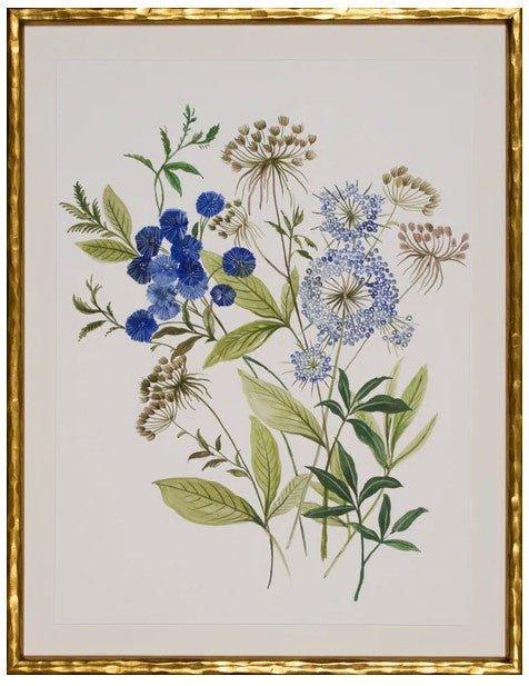 Botana I Blue Floral Giclee Gold Framed Wall Art - Paintings - The Well Appointed House