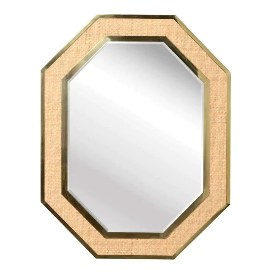Brass and Cane Octagonal Wall Mirror - Wall Mirrors - The Well Appointed House