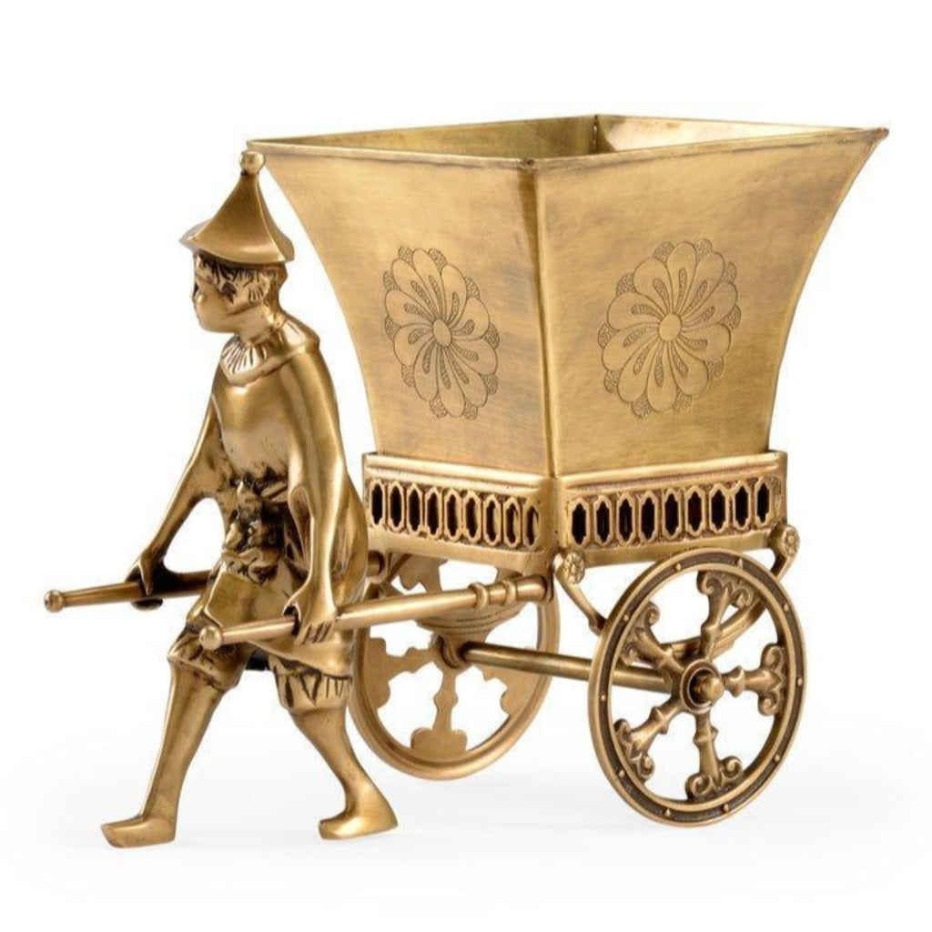 Brass Chinese Pull Cart Planter - Indoor Planters - The Well Appointed House
