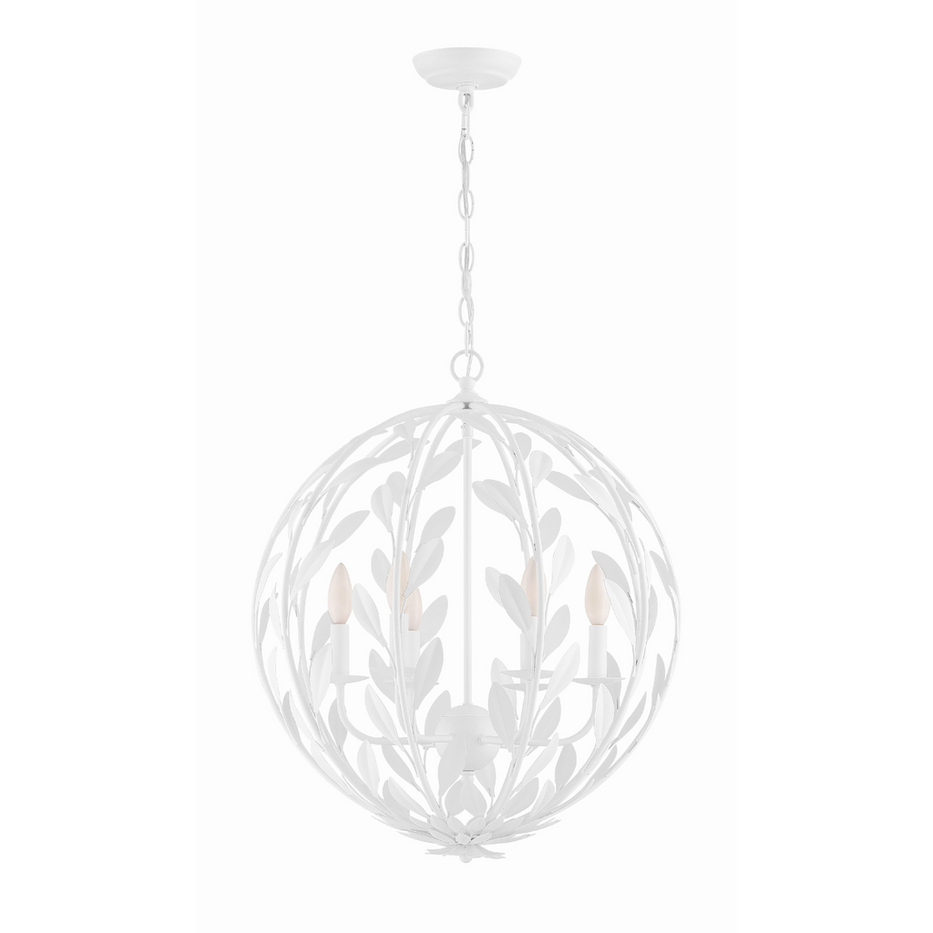 Broche Matte White 6 Light Mini Chandelier - The Well Appointed House