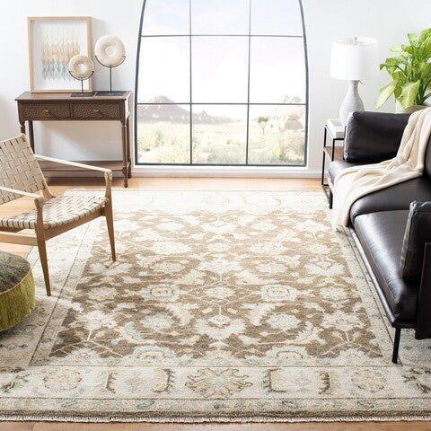 Brown & Beige Hand Knotted Floral Area Rug - Rugs - The Well Appointed House