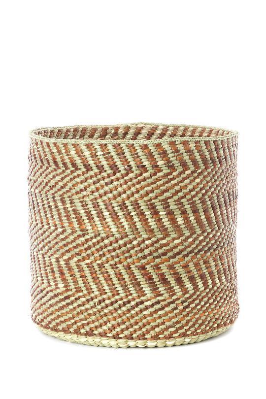 Brown & Natural Maila Milulu Reed Woven Baskets- 2 Sizes Available - Baskets & Bins - The Well Appointed House