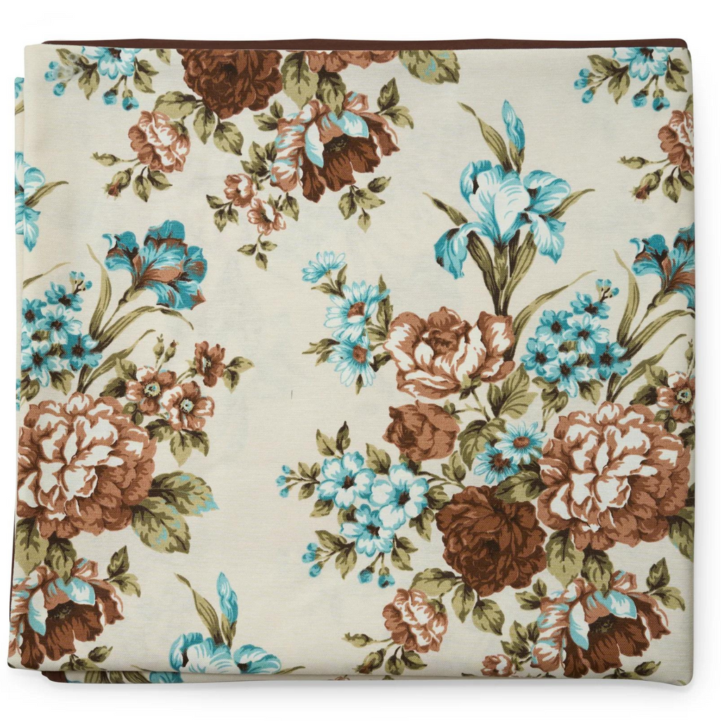 Brown And Turquoise Floral Design Tablecloth - The Well Appointed House 
