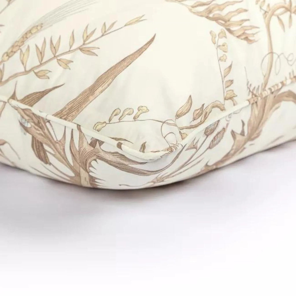 Brunschwig & Fils Beige Bird and Thistle Cotton Decorative Throw Pillow - Pillows - The Well Appointed House