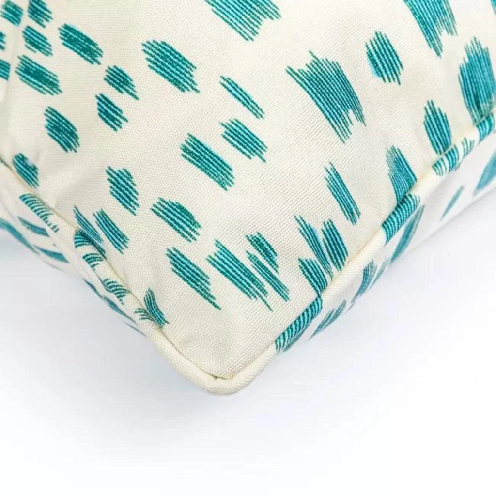 Brunschwig & Fils Les Touches Speckled Teal and White Indoor/Outdoor Decorative Pillow - Pillows - The Well Appointed House