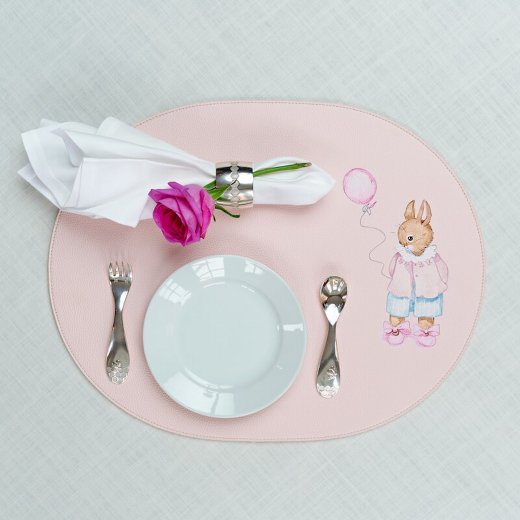Reversible Faux Leather Designer Bunny Placemat - The Well Appointed House
