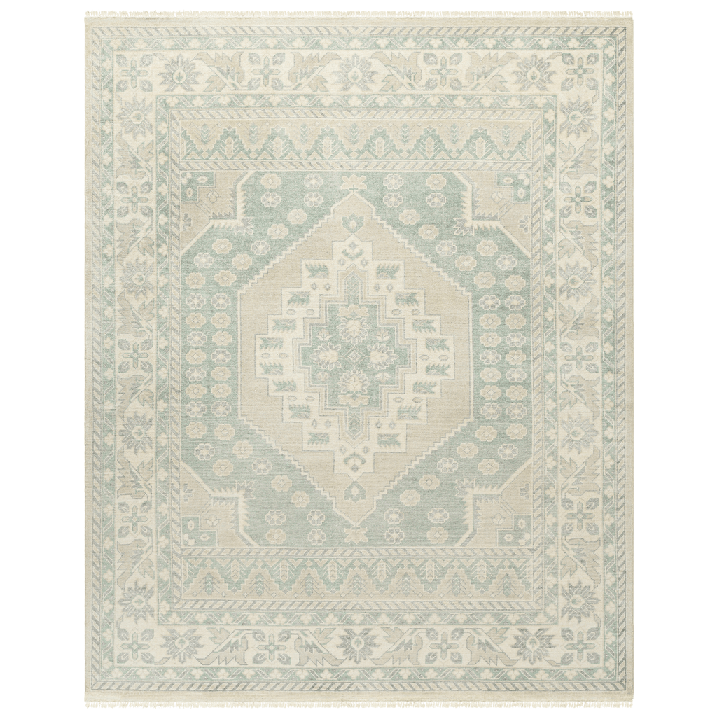 Bunyan Wheat & Seafoam Wool Blend Area Rug - Available in a Variety of Sizes - Rugs - The Well Appointed House