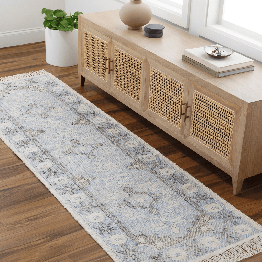 Bursa Blue & Cream Recycled PET Yarn Area Rug - Available in a Variety of Sizes - Rugs - The Well Appointed House