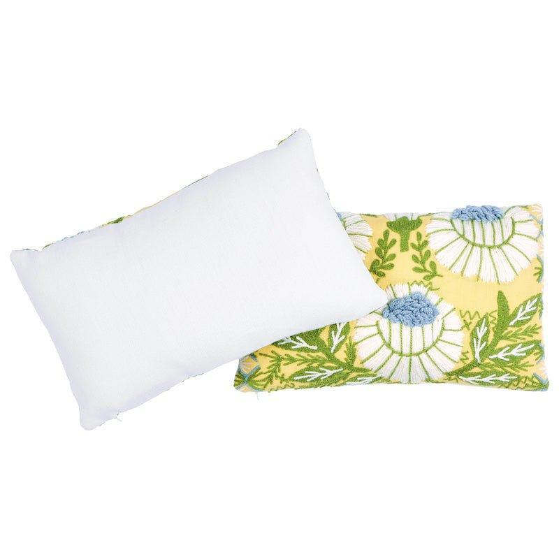 Buttercup Yellow Marguerite Floral Embroidered Lumbar Throw Pillow - Pillows - The Well Appointed House